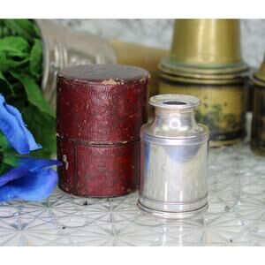 Antique Silverplate French Theatre Monocle Telescope w/ Original Box & Letter